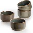 Ramekins 8 oz Oven Safe, Porcelain Creme Brulee Ramekins Pudding Custard Cups Small Ceramic Souffle Dishes Baking Bowls Set of 4 (GREEN BLUE)