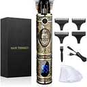 Hair Clippers for Men, Professional Hair Trimmer Zero Gapped T-Blade Trimmer Cordless Rechargeable Edgers Clippers Electric Beard Trimmer Shaver Hair Cutting Kit with LCD Display Gifts for Men (Gold)