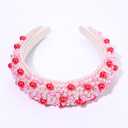 2 x Crystal Headbands for Women, Valentines Day Padded Pearl Headband Bejewelled Rhinestone Pearl Bridal Hair Hoop Wedding Hair Accessories (Pink Rose Red)