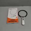Magnifying Glass with Light Large 5" Lens, Handheld Illuminated Lighted Magnifier 24LED 1UV Light for Seniors, Reading, Coins, Jewelry, Close Work