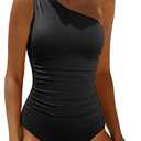 Daci One Shoulder One Piece Swimsuits for Women Tummy Control Bathing Suits Modest Full Coverage Slimming Swimwear XXL