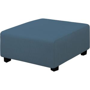 Easy-Going Stretch Square Ottoman Cover 40x40x15 inch Folding Storage Stool Furniture Protector Soft Rectangle slipcover with Elastic Bottom Bluestone M-XL 