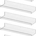 RLAVBL Pack of 5 Acrylic Shelves, 15" Floating Wall Shelves for Bedroom, Living Room, Bathroom, Kitchen Storage