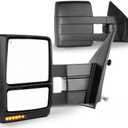 SCITOO Towing Mirror fit 2007-2014 for Ford for F150 with Power Heated Amber LED Signal Puddle Light Manual Telescoping and Folding Features for Ford F150 Tow Mirrors Pair