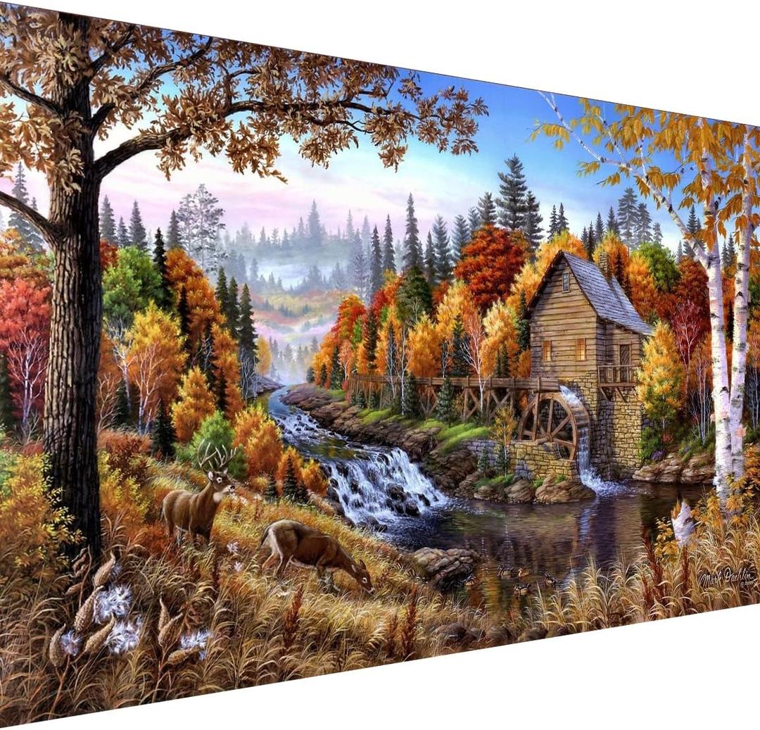 BOHADIY Diamond Painting Kits for Adults Rural Landscape Abstract 5D Diamond Art Kits for Adults, Large Size DIY Full Drill Paintings with Diamonds Gem Art Crafts for Home Wall Decor 16x27.5 Inch