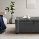 GRAINELL Storage Ottoman Bench, Upholstered Tufted Bedroom Bench with Storage, End of Bed Storage Bench for Living Room & Entryway, 350 lb Capacity, Linen Dark Gray