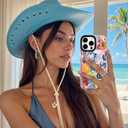 ChiCsFleur for iPhone 12 Pro Max Case, TPU Phone case with Camera Protection for Women Girls Teens - Collage Postage Stamp Fruit Y2K Evil Eye Papaya Bow Pink Blue Sorority Aesthetic Unique