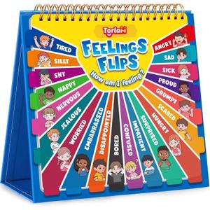Torlam Feelings and Emotions Book for Kids, Calm Down Corner Supplies, Social Emotional Flipbook Mood Feelings Chart, Toddlers Autism Learning/ADHD Tools for Classroom Preschool Kindergarten