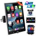 [2G+64G] Android 13 Single Din Vertical Car Stereo Rotatable 10.4 inch Touch Screen Radio with Carplay/Android Auto/EQ Audio/Bluetooth 4.2/SWC/GPS Navigation/FM RDS Radio +Backup Camera