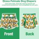 Pet Soft Female Dog Diapers - 3Pack Washable Dress-Style Dog Diapers Female for Girl Dogs in Heat - Reusable Doggy Period Panties Puppy Diaper (Floral, M) (Medium:14''-19'')