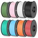 TECBEARS High Speed PLA 3D Printer Filament Bundle, Matte PLA Filament 1.75mm for High Speed 50-600mm/ s, 8 Pack, 250g Spool, Black+White+Blue+Orange+Pink+Red+Green+Olive Green