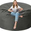 5FT Bean Bag Chair with Ultra Soft Velvet Cover Bean Bag Sofa with Memory Foam Bean Bag Chairs with Large Size Lazy Sofa for Dorm Office Living Room Bedroom Grey 5', 5ft-50" X 50" X 24"