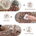 6x9 Large Washable Area Rug for Livingroom - Non-Slip Durable Carpet in Vintage Retro Design Rugs for Bedroom & Dining Room, Stain Resistant Easy Clean & Kid/Pet Friendly (Brown/Navy)