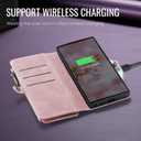 Defencase for Galaxy S26 Ultra Case Wallet with RFID Blocking Card Holder for Women Men, PU Leather Magnetic Snap Flip Wristlet Strap Zipper Wallet Phone Cases for Samsung Galaxy S26 Ultra 6.9", Pink