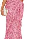 ZESICA Women's Summer Floral Sleeveless Bodycon Dress 2026 Square Neck Ruched Wedding Guest Party Maxi Dresses (Pink, M)