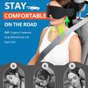 SARISUN Travel Pillow, Car Travel Pillow with 3D Eye Mask for Sleep, 360 Head Support Strap for All Car Seat, Road Trip Essentials, Stop Bobblehead, Black