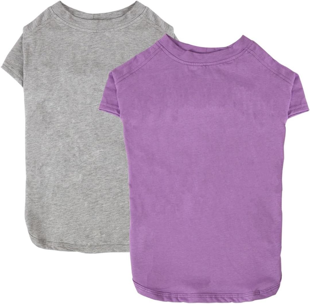 Dog Shirts 2pcs Blank Shirts Soft for Small Medium Large Dogs and Cat Soft and Breathable Apparel Shirts (XL-(16.1~23lb) | Chest(~22.04"), Grey & Purple)