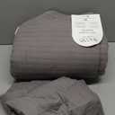 WDCOZY 100% Cotton King Size Quilt Set - Grey Striped Pick Stitch Soft Lightweight Bedspread, Textured Like Linen, Farmhouse Country Rustic Coverlet, Shabby Chic Gauze Bedding, 3 Pieces (King (106"x96"))