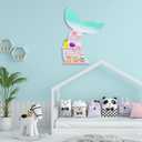 Bencailor Wall Decor Shelf Bedroom Hanging Shelf Wall Mounted Wooden Floating Bathroom Decor for Girls Bedroom Nursery Gift(Cute Mermaid), about 21.65 x 15.63 inches