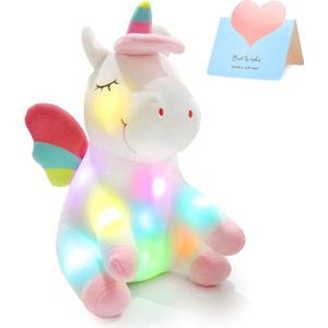 12'' Light up Unicorn Stuffed Animal Soft Plush Toy with Colorful LED Night Lights Glowing Birthday Children's Day Gifts for Girls Toddler Kids Women Toys