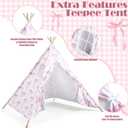 Silipull Teepee Tent for Kids Pink Bow Teepee Tent for Girls Coquette Fabric Playhouse Foldable Children Play Tents for Indoor Outdoor