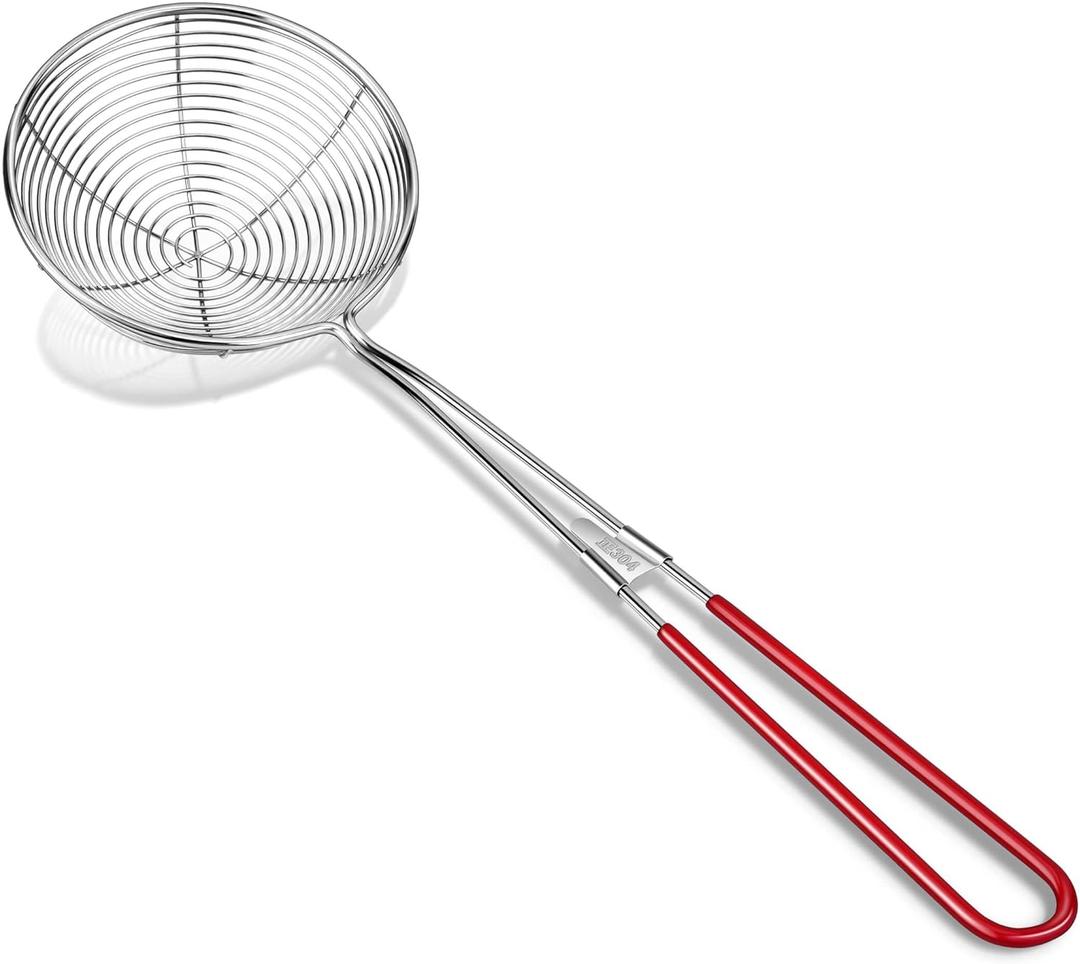 304 Stainless Steel Spider Strainer Skimmer Ladle for Cooking and Frying, Kitchen Gadgets Utensils Wire Pasta Spoon (3.94 inch)