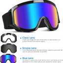 Motorcycle Goggles for Dirt Bike, ATV Motocross, Riding, Ski Helmet - UV400 Dustproof Windproof (Clear+blue)