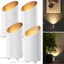 Sunco 4 Pack Uplights Indoor Floor Can Light, LED Uplighting Spotlight, with Foot Switch, 7W, 450 LM, 3000K Warm White, 120V, Non-Dimmable, Plug in, for Plants, Corner, Home Accent, White