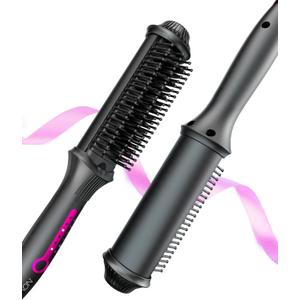 NOVUS Ionic Hair Straightener Brush, 4 Temps & 30s Heating & Auto-Off, Anti-Scald Ceramic Straightening Comb Fast Heating for Home Salon, Less Frizz & Smoother Hair for All Hair Types