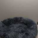 Round Calming Dog Beds for Medium Dogs 30 Inches Anti-Slip Donut Washable Plush Faux Fur Pet Bed fits up to 45 lbs Pets,Dark Gray