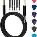 Guitar Cable 75 Feet -Straight to Straight Instrument Cable-Gold Plated-1/4 Inch TS Professional Electric Bass Guitar Cord Amp Cable 6.35mm Male PVC Jacket with 6 Guitar Picks+5 Ties