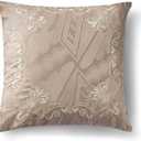 Threadmill Cotton Throw Pillow Cover 18X18 - Set of 2 Soft Embroidered Ivy Design Cotton, Decorative Square Sofa Cushion Covers for Living Room - Beige. Perfect for Christmas,Thanksgiving & Holidays