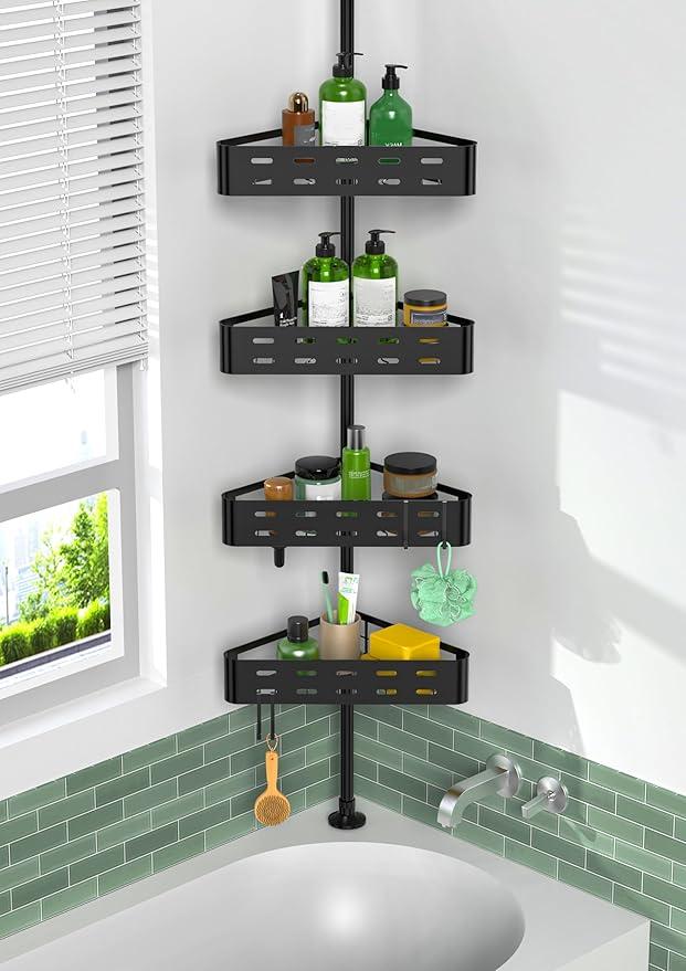 Tension Pole Corner Shower Caddy Black Tension Pole Corner Shower Caddy Black