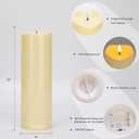 2-pack 4"*12" Large Waterproof LED Battery Operated Candles with Remote, Flickering Pillar Electric Flameless Candles for Christmas, Outdoor Lanterns, Ivory