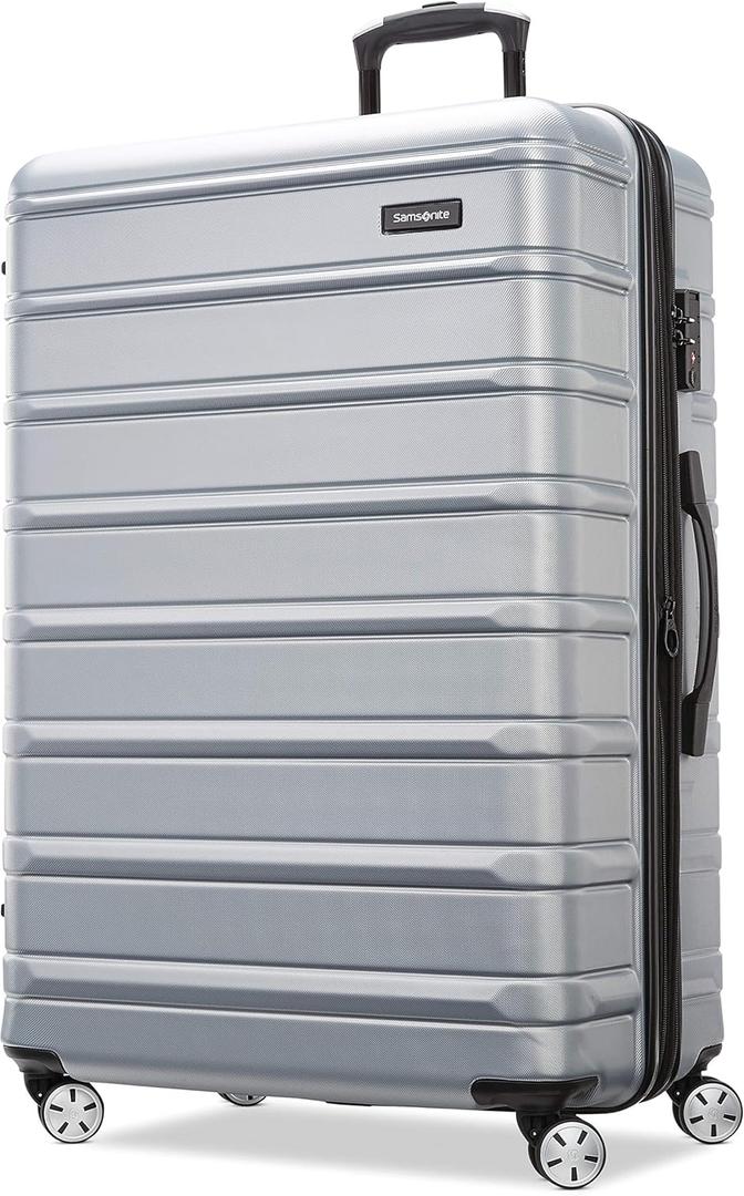 Samsonite Omni 2 28-Inch Large Checked Hardside Luggage with 360 Spinner Wheels - Scratch Resistant Hardshell - TSA Lock - Expandable Polycarbonate Shell for Lightweight Travel - Artic Silver