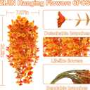 Artificial Fall Hanging Flowers for Outdoors 6pcs Long Vine Fake Fall Flowers Plants for Autumn Decoration, Silk Faux Morning Glory Look Real UV Resistant for Outside Planters Yard Patio Porch
