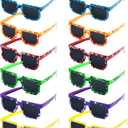 CCINEE 12Pack Pixel Sunglasses Assorted Color Miner Party Favors Pixel Glasses Retro Gamer Sunglasses Pixelated Eyewear for Kids Adults Boys Girls Birthday Party Supplies