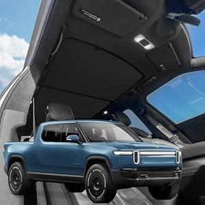 VION Roof Sunshade for Rivian R1T, Interior Black