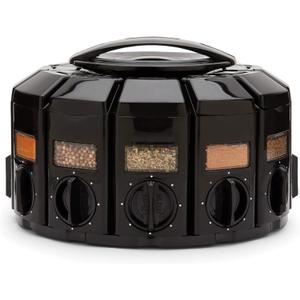 Kitchen Art Spice Rack Select-A-Spice Auto-Measure Carousel 12 Compartments Black 8.75 x 8.75 x 6 inches