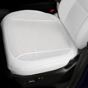 2PCS Nappa Leather Car Front Seat Covers for 2025 2026 Tesla Model Y/3 Highland/Juniper Breathable Perforated All-Season Universal Bottom Seat Protectors for Tesla Accessories, White