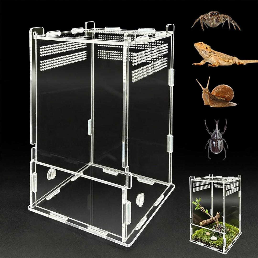 Jumping Spider Enclosure,Insects Habitat,Small Reptile Terrarium Glass House,for Spiders,Tarantulas,Snail,Mantis,Lizard and Small Reptiles,4.72"x4.33"x4.33"