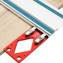 Track Saw Square Guide for Guide Rail, CNC 90 Degree Right Angle Guide with Edge Support, Compatible with Festool, Makita, and Powertec,Compact Circular Saw Accessory for Parallel Guide System (Red)