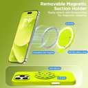 Magnetic for iPhone 16 Pro Case, Compatible with Magsafe, Suction Cup Phone Mount, 2 Screen Protectors - Camera Protector, Silicone Shockproof Protective Phone Cover 6.3", Neon Yellow