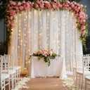 1010ft White Tulle Backdrop Curtain with Lights String for Parites, Sheer Curtain Backdrop Drapes for Wedding Party Home Decorations