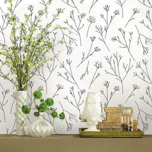 RoomMates RMK11675WP Black & White Twigs Peel and Stick Wallpaper