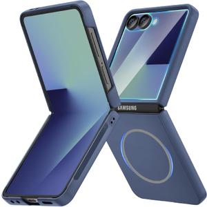 Ruky for Z Flip 7 Magnetic Case, Full Body Cover Anti-Scratches Shockproof Hard PC Ultra-Thin, [Compatible with MagSafe] Protective Phone Cover for Samsung Galaxy Z Flip 7 5G, Blue