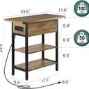 Yoobure End Table with Charging Station, Flip Top Side Table with USB Ports and Outlets, Sofa Couch Table Bedside Table for Living Room Bedroom, Narrow Nightstand with Storage Shelves for Small Space, 23.6" x 11.8" x 23.8"