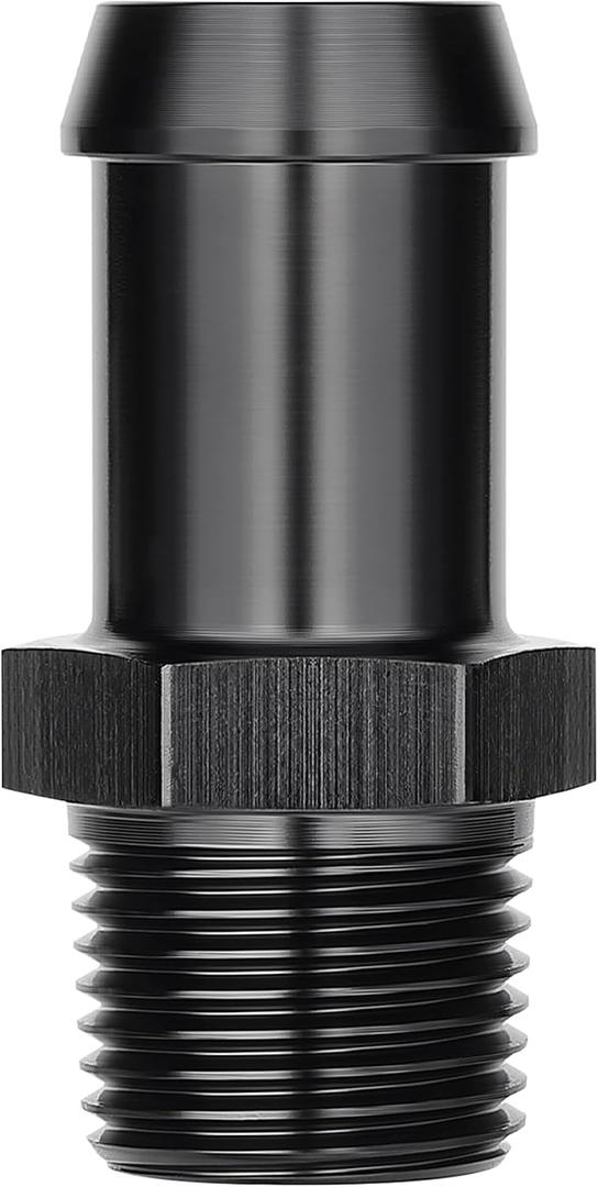 EVIL ENERGY 1/2" NPT Male to 3/4" Barb Fitting Adapter Straight Aluminum Black
