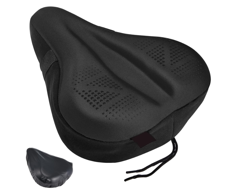 Zacro Gel Bike Seat, Big Size Soft Wide Excercise Bicycle Cushion for Bike Saddle, Comfortable Cover Fits Cruiser and stationery Bikes, Indoor Cycling, Spinning with Waterpoof Cover, (Large, Black)