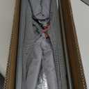 No Drill Baby Gate for Stairs No Bottom Bar, 34-55 Walk Through Baby Gate with Large Walk Thru Door, Expandable Dog Gate Indoor Punch Free Pet Gate for Doorways Mesh Child Gate, Gray